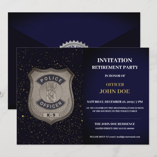 K9 Uitnodiging tot pensionering van beambte (Voorkant / Achterkant)