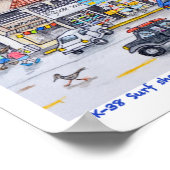 K-38 Surf shop en Taco stand, Baja, Mexico Poster (Hoek)