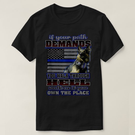 K 9 Dog Costume Police Handler Thin Blue Line Poli T-shirt (Design voorkant)