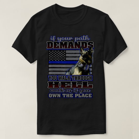 K 9 Dog Costume Police Handler Thin Blue Line Poli T-shirt (Design voorkant)