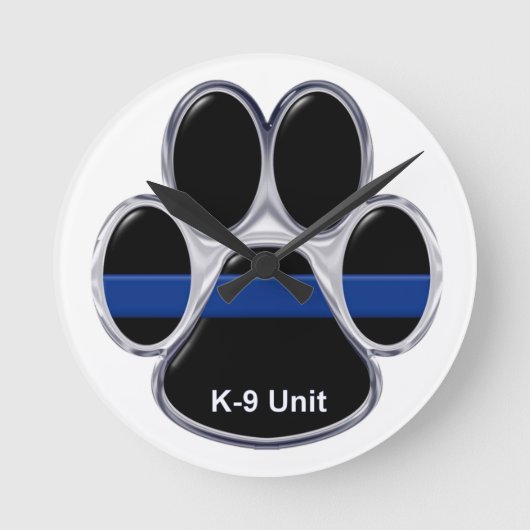 K-9-eenheid Thin Blue Line Ronde Klok (Voorkant)