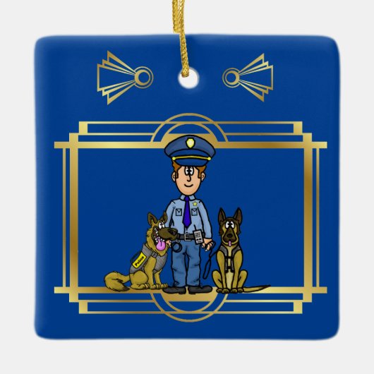 K-9 politieagent kerstversiering ver. 2 keramisch ornament (Voorkant)