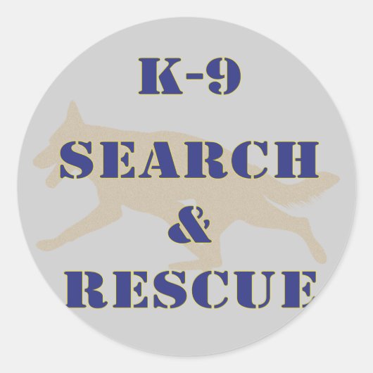 K-9 Search and Rescue GSD Ronde Sticker (Voorkant)