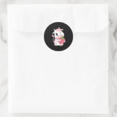 K Aardbei Koe Print Kawaii Dier Ronde Sticker (Tas)