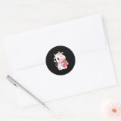 K Aardbei Koe Print Kawaii Dier Ronde Sticker (Envelop)