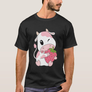K Aardbei Koe Print Kawaii Dier T-shirt