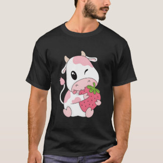 K Aardbei Koe Print Kawaii Dier T-shirt