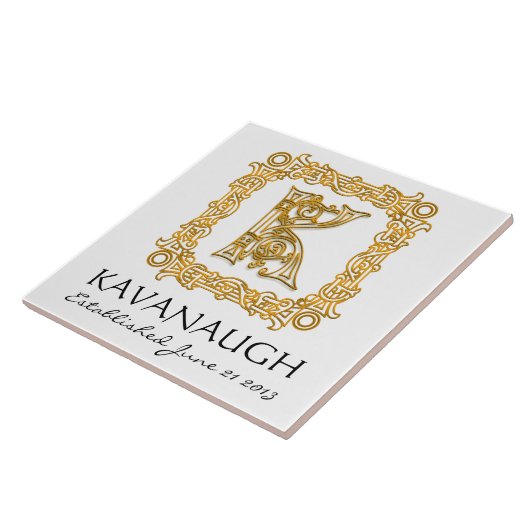 "K" achternaam bruiloft Jubileum Dag Monogram Tege Tegeltje (Zijkant)