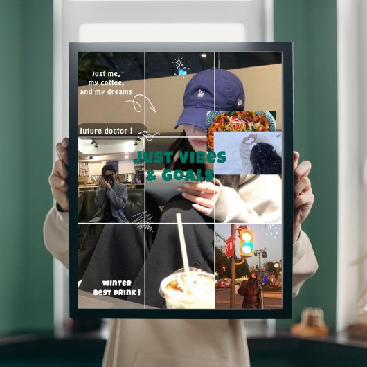 K-Aesthetic Winter Moodboard Cozy Café Collage Poster