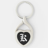 "K" Black Heart Keychain (Voorkant)
