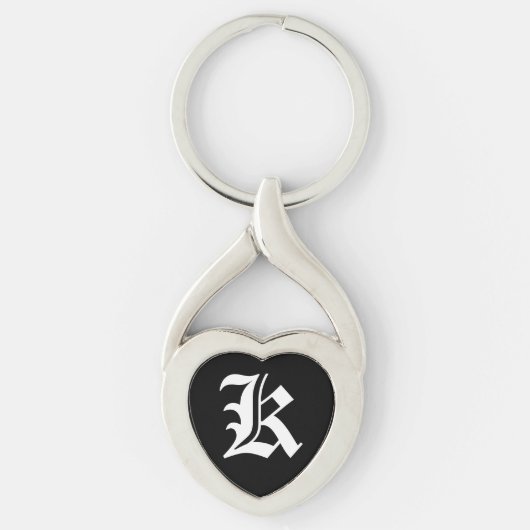 "K" Black Heart Keychain (Voorkant)