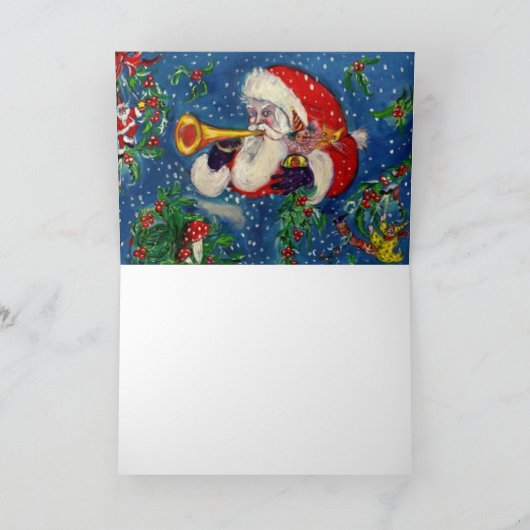 K BRIEF/SANTA BUGLER MONOGRAM FEESTDAGEN KAART (Binnen)