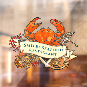 K_customize Krab Schaaldieren Anker Restaurant Gev Raamsticker