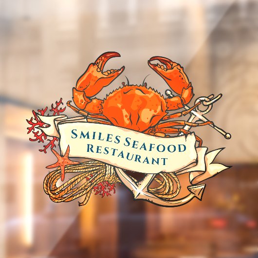 K_customize Krab Schaaldieren Anker Restaurant Gev Raamsticker (Vel 2)