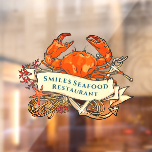 K_customize Krab Schaaldieren Anker Restaurant Gev Raamsticker