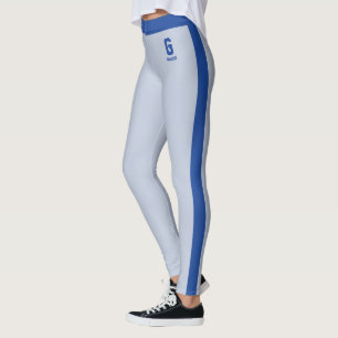 K_customize Naam Koninklijk Poederblauw Strepen Mo Leggings