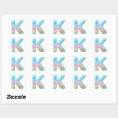 "K" Cute Letter - Underwater Sea Creatures  Vierkante Sticker (Vel)