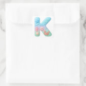 "K" Cute Letter - Underwater Sea Creatures  Vierkante Sticker (Tas)