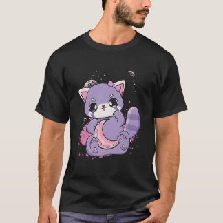 K Decora Fairy Kei Red Panda Moon Otaku Anime Nugo T-shirt