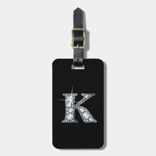 K "Diamond Bling" Luggage Tag Bagagelabel (Voorkant verticaal)