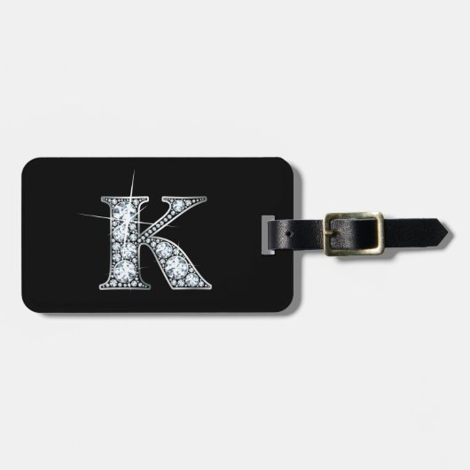 K "Diamond Bling" Luggage Tag Bagagelabel (Voorkant horizontaal)