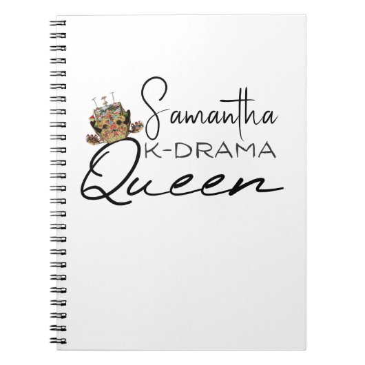 K-Drama Queen met Korean Crown Personalized Note Notitieboek (Voorkant)