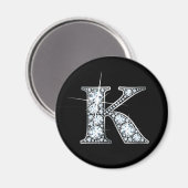 "K" Faux-"Diamond Bling" Magnet (Voorkant / Achterkant)