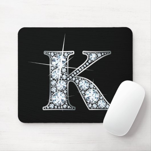 "K" Faux-"Diamond Bling" Mousepad Muismat (Met muis)