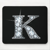 "K" Faux-"Diamond Bling" Mousepad Muismat (Voorkant)