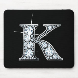 "K" Faux-"Diamond Bling" Mousepad Muismat
