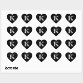 "K" Faux-"Diamond Bling" op Black Heart Sticker (Vel)