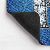 K Faux-"Diamond Bling" op Denim Mousepad Muismat (Hoek)