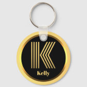 K Gold Monogrammed Letter Personal Sleutelhanger (Voorkant)