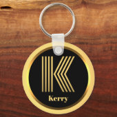 K Gold Monogrammed Letter Personal Sleutelhanger (Voorkant)