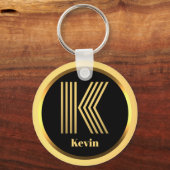 K Gold Monogrammed Letter Personal Sleutelhanger (Voorkant)