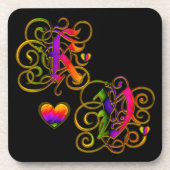 K houdt V op zwart Onderzetter met hart (Voorkant)