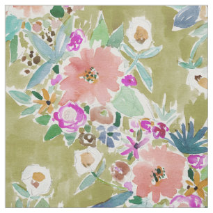 K.I.S.S. Waterverf van kleurrijke Floral Stof