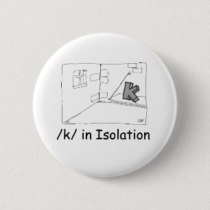 K in isolatie ronde button 5,7 cm