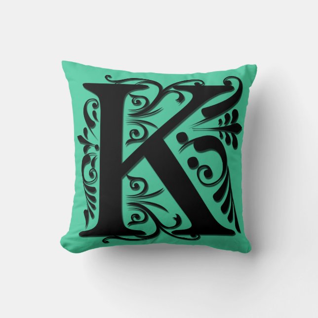 K Initiaal Monogram - Kussen (Voorkant)