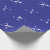"K" Initiaal Monogram Wit op Blauw Cadeaupapier (Hoek)