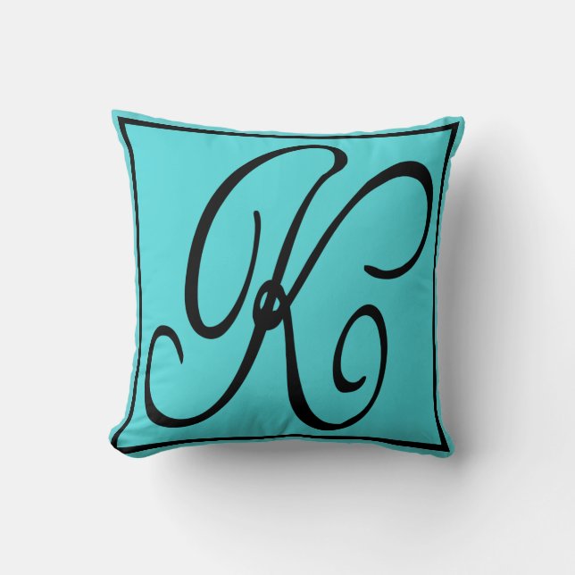 K INITIAAL PILLOW - Letter K op Aqua achtergrond Kussen (Voorkant)