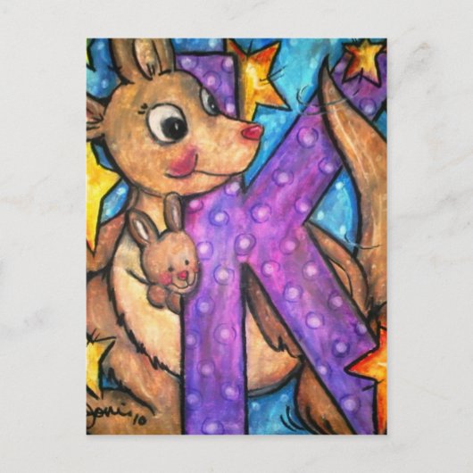 K is Kangaroo Briefkaart (Voorkant)