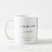 K is voor de mok van de Kiwi-alfabet-kunst (Links)