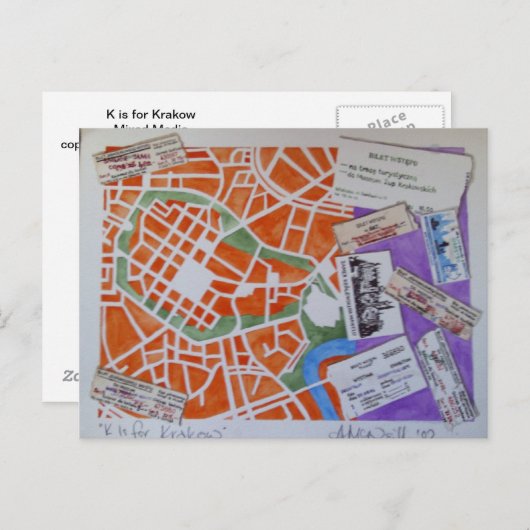 K is voor het briefkaart Krakow (Voorkant / Achterkant)