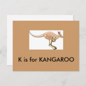 "K" is voor Kangaroo Alphabet Flash-kaart Briefkaart (Voorkant / Achterkant)