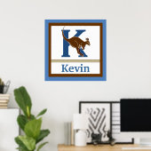 K is voor Kangaroo en Boy Name Wall Art voor kinde Poster (Thuiskantoor)