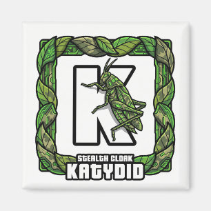 K is voor Katydid – GTA-stijl ABC-leermagneet Magneet