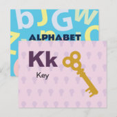 K is voor Key - Alphabet Flash Kaart (Voorkant / Achterkant)