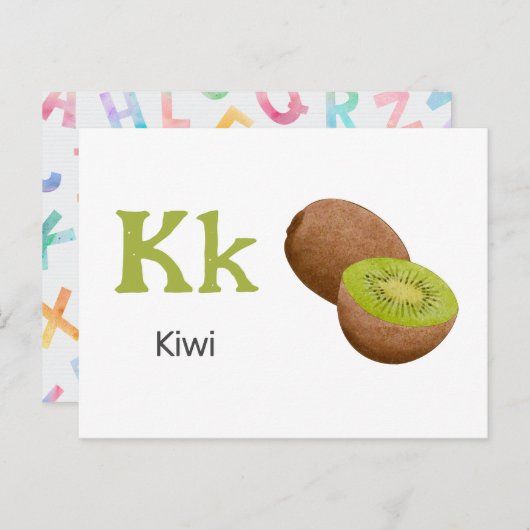 K is voor Kiwi - Alphabet Flash Kaart (Voorkant / Achterkant)