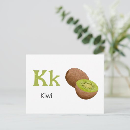 K is voor Kiwi - Alphabet Flash Kaart (Staand voorkant)